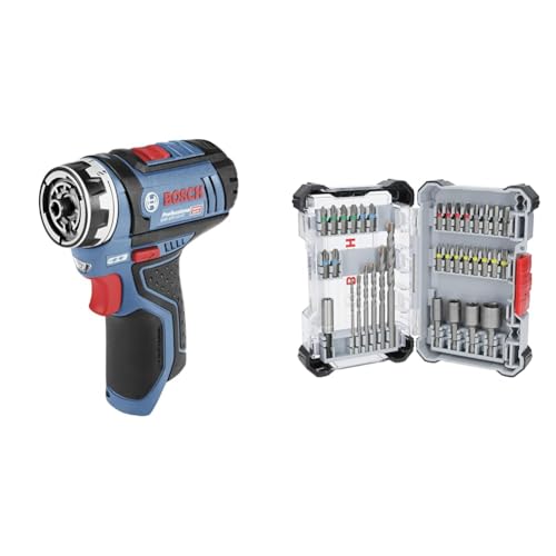 Bosch Professional 12V System GSR 12V-15 FC cordless drill/driver + 35x Extra Hard Schrauberbit‑ und CYL-3 Bohrer-Set, 35‑TLG. (197 x 110,5 mm, Zubehör) von Bosch Professional