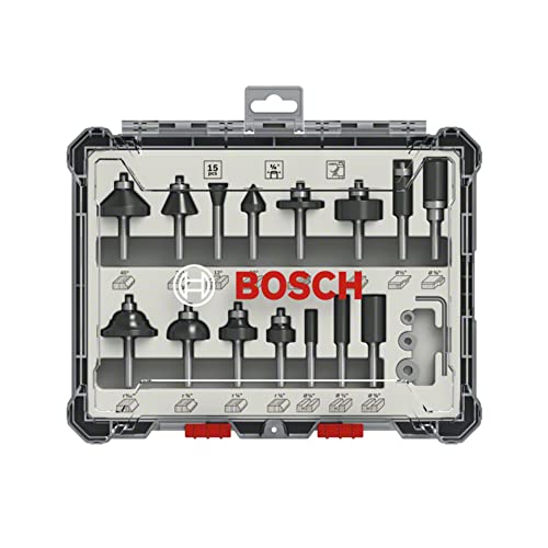 Bosch Professional 15tlg. Fräser Set Mixed (für Holz, für Oberfräsen mit 1/4 Zoll Schaft) von Bosch Professional