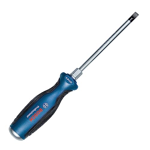 Bosch Professional Bosch Professional SL6.5 x 125mm Schraubendreher (Schlitz, durchgehende Stahlklinge, Stahlkappe und Sechskantansatz) Schlitz-Schraubendreher SL6.5 x 125mm Blau von Bosch Professional