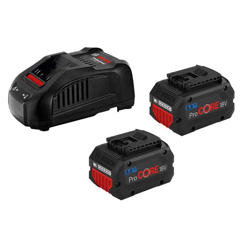 Bosch Professional Akku-Starterset mit 2x ProCore 18 V Akku 5.5 Ah & Ladegerät von Bosch Professional