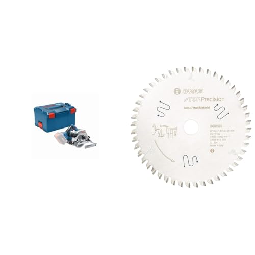 Bosch Professional 18V Akku Kreissäge GKS 18V-57 G (Sägeblatt-Ø: 165 mm, Schnitttiefe: 57 mm) + Kreissägeblatt Top Precision Best für Multi Material (165 x 20 x 1,8 mm, 48 Zähne) von Bosch Professional