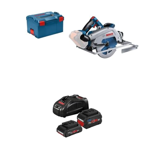 Bosch Professional 18V BITURBO Akku Kreissäge GKS 18V-68 GC (2500-5000 min-1, kompatibel mit Führungsschienen) +18V Akku Starter-Set: 1x ProCORE18V 4.0Ah Akku + 1x ProCORE18V 5.5Ah Akku + GAL 1880 CV von Bosch Professional
