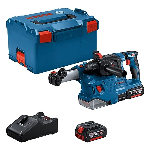 Bosch Professional 18V System Akku Bohrhammer GBH 18V-22 (mit SDS plus, inkl. 2x 4.0Ah Akku, Schnellladegerät GAL 18V-40, 2x Ringbürste, GDE 18V-12, L-BOXX) von Bosch Professional