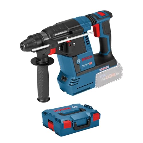 Bosch Professional 18V System Akku Bohrhammer GBH 18V-26 (SDS Plus, Bohr-Ø max: Beton/Stahl/Holz 26/13/30mm, inkl. Zusatzhandgriff, Tiefenanschlag 210mm, Maschinentuch, L-BOXX, ohne Akku/ Ladegerät) von Bosch Professional