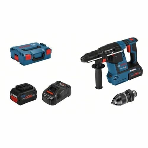 Bosch Professional Akku Bohrhammer GBH 18V-26 F (830 Watt, 2.6 Joule, SDS plus, Bohren & Meißeln, KickBack Control, inkl. 2x5.5 Ah ProCORE18V Akku, Ladegerät GAL 1880 CV, Zusatzhandgriff, im L-BOXX) von Bosch Professional