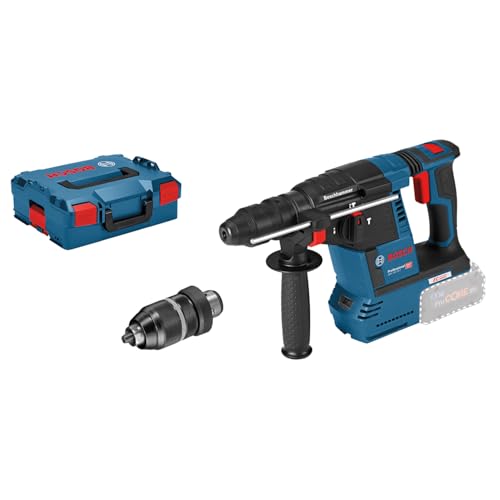 Bosch Professional 18V System Akku Bohrhammer GBH 18V-26 F (ohne Akkus und Ladegerät, inkl. Zusatzhandgriff, Tiefenanschlag, Maschinentuch, Wechselfutter SDS plus, in L-BOXX) von Bosch Professional