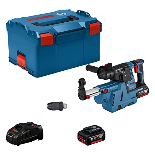Bosch Professional 18V System Akku Bohrhammer GBH 18V-26 F (inkl. 2x 6.0Ah, GAL 1880 CV, Staubabsaugung, Zusatzhandgriff, Tiefenanschlag 210mm, SDS plus Schnellwechselbohrfutter 13mm, Einlage, L-BOXX) von Bosch Professional