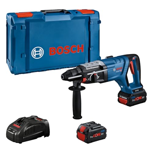 Bosch Professional 18V System Akku-Bohrhammer GBH 18V-28 D (KickBack Control, inkl. 2x GBA 18V 5.5Ah Akku, Ladegerät GAL 1880, Reinigungstuch, Zusatzhandgriff, Tiefenanschlag, XL-BOXX) von Bosch Professional