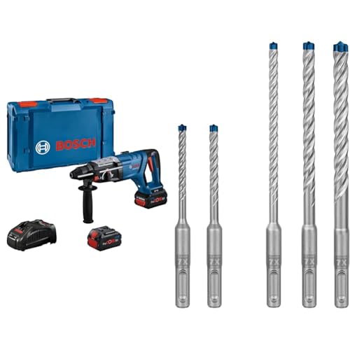 Bosch Professional 18V System Akku-Bohrhammer GBH 18V-28 D + 5x Expert SDS plus-7X Hammerbohrer Set (für Stahlbeton, Ø 5-10 mm) von Bosch Professional