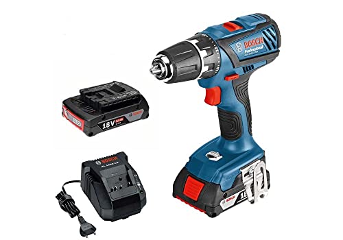 Bosch Professional 18V System Akku-Bohrschrauber GSR 18-2-LI (Drehmoment, max. (max. Drehmoment (hart/weich): 63/24 Nm, inkl. 2x2,0 Ah Akku, Ladegerät GAL 18 V-20, L-Case) von Bosch Professional