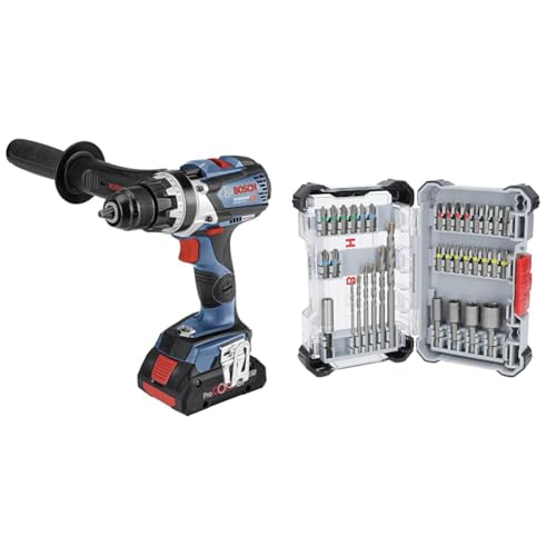 Bosch Professional 18V System Akku Bohrschrauber GSR 18V-110 C (max. Schrauben-Ø: 12 mm, ohne Akku/Ladegerät) + 35x Extra Hard Schrauberbit‑ und CYL-3 Bohrer-Set (197 x 110,5 mm) von Bosch Professional