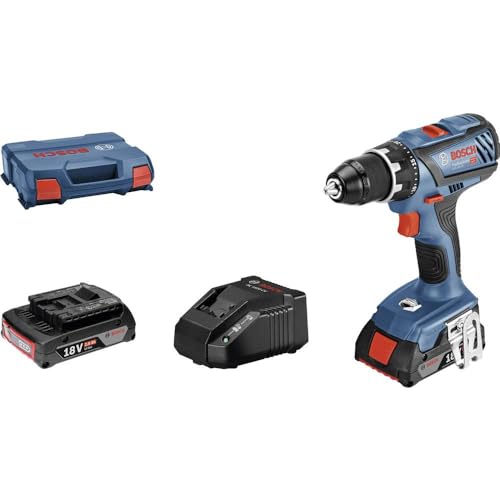 Bosch Professional 18V System Akku-Bohrschrauber GSR 18V-28 (max. Drehmoment (weich/hart): 28/63 Nm, inkl. 2x2,0 Ah Akku, Ladegerät GAL 18 V-20, L-Case) von Bosch Professional