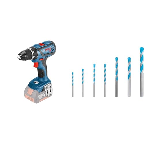 Bosch Professional 18V System Akku Bohrschrauber GSR 18V-28 (ohne Akkus und Ladegerät, im Karton) + 7x Expert CYL-9 MultiConstruction Bohrer Set (für Beton, Ø 4-12 mm, Zubehör) von Bosch Professional