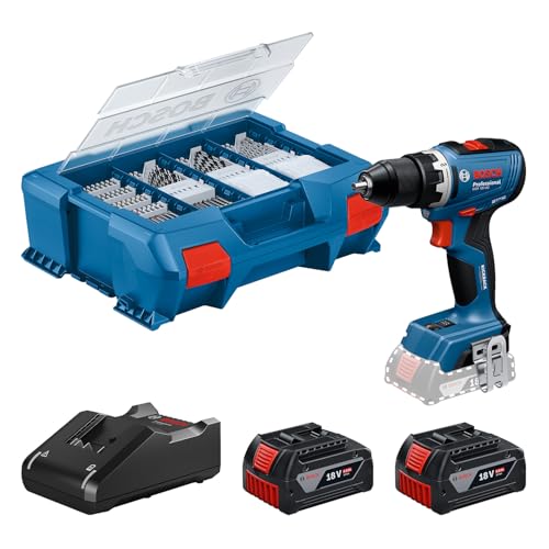 Bosch Professional 18V System Akku-Bohrschrauber GSR 18V-65 (bürstenloser Motor, Kopflänge 166, inkl 2x Akku ProCORE18V 4.0Ah, 82AC, L-Case) von Bosch Professional
