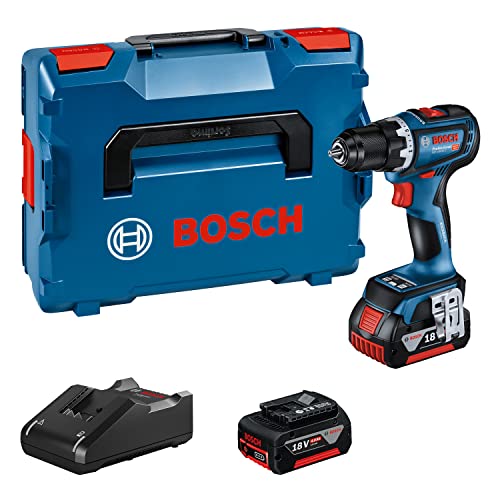 Bosch Professional 18V System Akku-Bohrschrauber GSR 18V-90 C (inkl. 2 x Akkus 4,0 Ah, Ladegerät GAL 18V-40, in L-BOXX), Blue, 06019K6003 von Bosch Professional