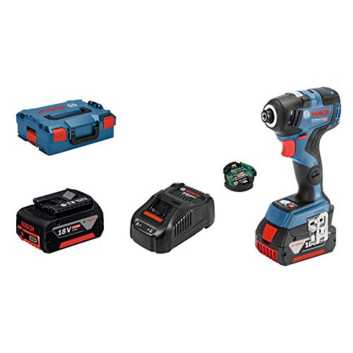 Bosch Professional 18V System Akku Drehschlagschrauber GDR 18V-200 C (inkl. 2x 5.0Ah Akku, Schnellladegerät GAL 1880 CV, Connectivity-Modul, 2x L-BOXX-Einlage, L-BOXX6) von Bosch Professional