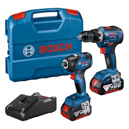 Bosch Professional 18V System Combo Kit: Akku Drehschlagschrauber GDR 18V-200 + Akku Bohrschrauber GSR 18V-55 (inkl. 2x 4.0Ah Akku, Schnellladegerät GAL 18V-40, L-Case) von Bosch Professional