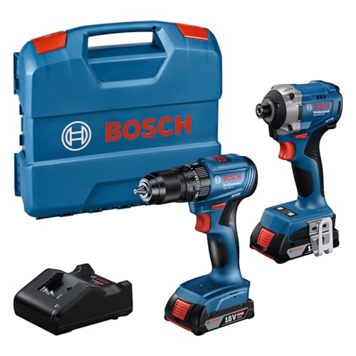 Bosch Professional 18V System Akku-Drehschlagschrauber GDR 18V-215 + Bohrschrauber GSB 185-LI (inkl. 2x Akku GBA 18V 2.0Ah, Ladegerät GAL 18V-20, Koffer) von Bosch Professional