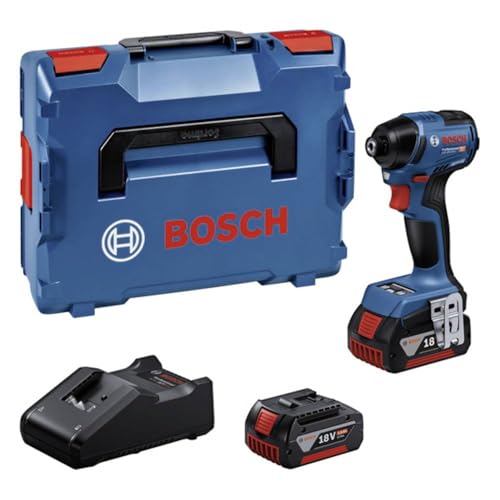 Bosch Professional 18V System Akku Drehschlagschrauber GDR 18V-220 C (bis 3.400 min⁻¹, 220 Nm Durchzugskraft, bürstenloser Motor, inkl 2x 5.0Ah Akku, Ladegerät GAL 18V-40, Connectivity-Modul, L-BOXX) von Bosch Professional
