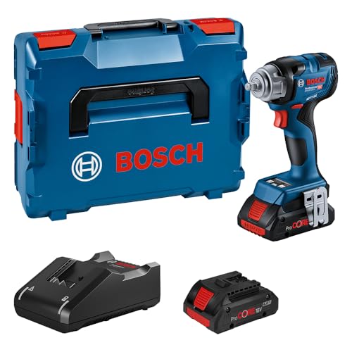 Bosch Professional 18V System Akku Drehschlagschrauber GDS 18V-320 C (320 Nm Anziehmoment und 540 Nm Losbrechmoment, inkl. 2x 4.0Ah ProCORE Akku, Ladegerät GAL 18V-40, Bluetooth-Modul GCY 42, L-BOXX) von Bosch Professional