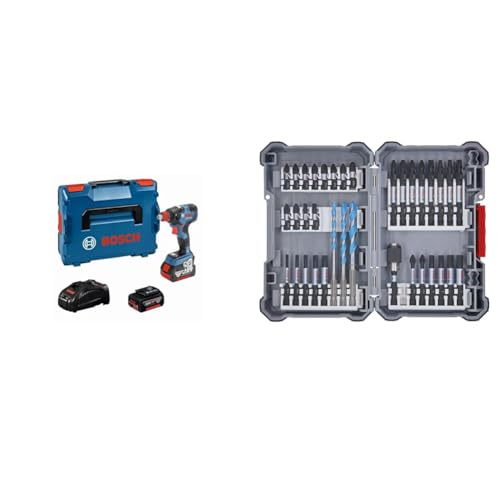 Bosch Professional 18V System Akku Drehschlagschrauber GDX 18V-200 C (Ladegerät GAL 1880, L-BOXX) + 35x PRO Impact Mixed Set, Amazon Exclusiv, 35-tlg. (für Beton, Weiche Fliesen, 108 x 168 mm) von Bosch Professional