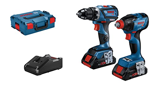 Bosch Professional 18V System Combo Kit: Drehschlagschrauber GDX 18V-210 C + Bohrschrauber GSR 18V-60 C (inkl. 2x Akku ProCORE18V 4.0Ah, Schnellladegerät GAL 18V-40, L-BOXX) von Bosch Professional