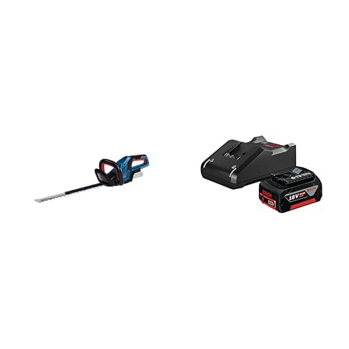 Bosch Professional 18V System Akku Heckenschere GHE 18V-50 + 18V System Akku Starter-Set: 1x GBA 18V 4.0Ah Akku + Schnellladegerät GAL 18V-40 von Bosch Professional