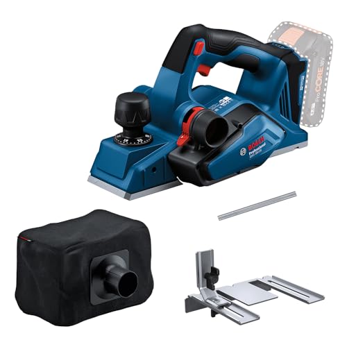 Bosch Professional 18V System Akku Hobel GHO 18V-26 (bürstenloser Motor, inkl. Staubbeutel, Parallelanschlag, 1x Wood Razor Wendemesser, ohne Akku/ Ladegerät) von Bosch Professional