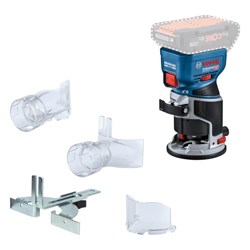 Bosch Professional 18V System Akku-Kantenfräse GKF 18V-8 (inkl. Parallelanschlag, 2x Saugadapter zum Fräsen, Spanschutz, 8-mm-Spannzange, Spannschlüssel, ohne Akku/Ladegerät) von Bosch Professional