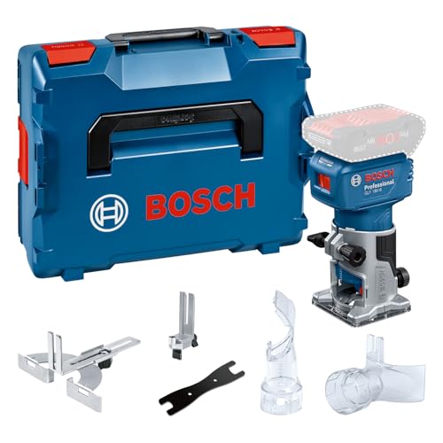 Bosch Professional 18V System Akku-Kantenfräse GLF 18V-8 (Parallelanschl., Saugadapter Oberflächenfr. & Kantenfr., Rollenführung bündiges Schneiden, 8mm-Spannz., Spannschl., L-BOXX, o. Akku/Ladeger.) von Bosch Professional