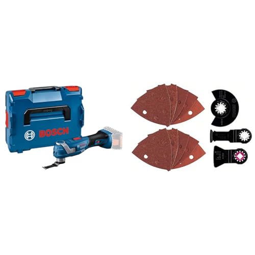 Bosch Professional 18V System Akku-Multi-Cutter GOP 18V-34 (inkl. 1x Sägeblatt, in L-BOXX) + 13tlg. Starlock Universal-Set (für Holz, Metall und Farbe, Sägen, Schleifen, und Schaben) von Bosch Professional