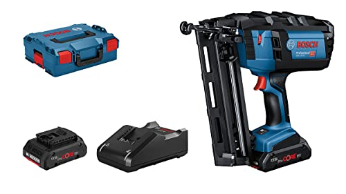 Bosch Professional 18V System Akku-Nagler GNH 18V-64 (max. Nagel-Ø 1,6 mm, Nagellänge 64 mm, 2x ProCORE18V 4.0Ah Akku, Ladegerät GAL 18V-40, in L-BOXX 136) von Bosch Professional