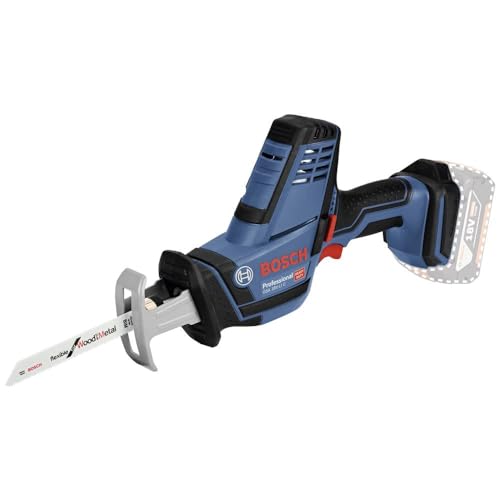 Bosch Professional 18V System Akku Säbelsäge GSA 18 V-LI C (Compact Version inkl. 1x Säbelsägeblatt S 922 AF, 3x Säbelsägeblatt, ohne Akku/ Ladegerät) von Bosch Professional