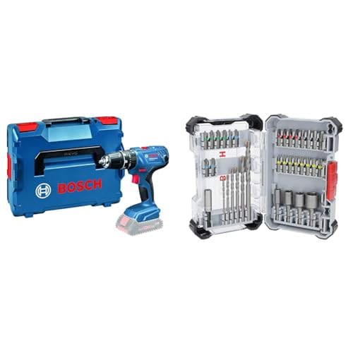 Bosch Professional 18V System Akku Schlagbohrschrauber GSB 18V-21 (inkl. L-BOXX, ohne Akku) + 35x Extra Hard Schrauberbit‑ und CYL-3 Bohrer-Set, 35‑tlg. (197 x 110,5 mm, Professional Zubehör) von Bosch Professional