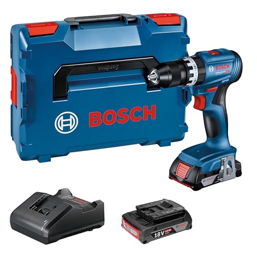 Bosch Professional 18V System Akku Schlagbohrschrauber GSB 18V-45 (Drehzahl 1.900 min⁻¹, inkl. 2x 2.0Ah Akku, GAL 18V-20, L-BOXX) von Bosch Professional
