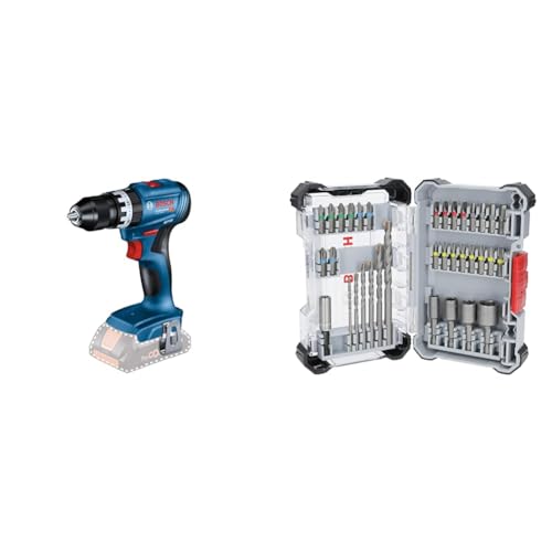 Bosch Professional 18V System Akku Schlagbohrschrauber GSB 18V-45 (Drehzahl 1.900 min⁻¹, ohne Akku/Ladegerät) + 35x Extra Hard Schrauberbit‑ und CYL-3 Bohrer-Set, 35‑tlg. (197 x 110,5 mm) von Bosch Professional
