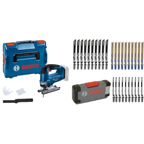 Bosch Professional 18V System Akku-Stichsäge GST 18V-125 B + 30tlg. Stichsägeblatt Set Basic for Wood and Metal (für Holz und Metall, Zubehör) von Bosch Professional