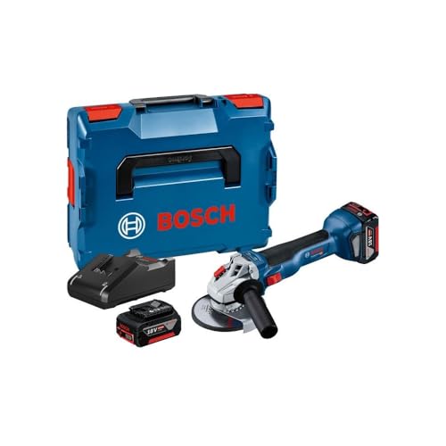 Bosch Professional 18V System Akku Winkelschleifer GWS 18V-10 (Scheiben-Ø: 125mm, inkl. 2x 4.0Ah Akku, Schnellladegerät GAL 18V-40, L-BOXX) von Bosch Professional