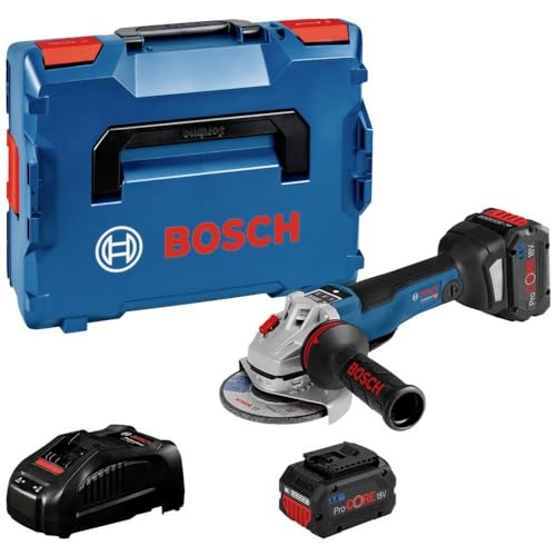 Bosch Professional 18V System Akku-Winkelschleifer GWS 18V-10 PSC (Scheiben-Ø 125 mm, 2x ProCORE18V 5.5Ah Akku, Ladegerät GAL 1880, in L-BOXX 136) von Bosch Professional