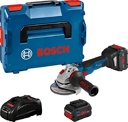 Bosch Professional 18V System Akku-Winkelschleifer GWS 18V-10 SC (Scheiben-Ø 125 mm, 2x ProCORE18V 5.5Ah Akku, Ladegerät GAL 1880, in L-BOXX 136) von Bosch Professional