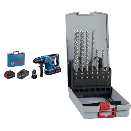 Bosch Professional 18V System BITURBO Akku Bohrhammer GBH 18V-34 CF + 7x PRO SDS plus-5X Hammerbohrer-Set (für Beton, Kalk- und Sandsteine, Ø 5-12 mm) von Bosch Professional