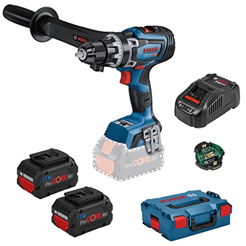 Bosch Professional 18V System BITURBO Akku Bohrschrauber GSR 18V-150 C (max. Drehmoment 150 Nm, Drehzahl von 2.200 min⁻¹, inkl. Zusatzhandgriff, 2x 8.0Ah ProCORE Akku, GAL 1880 CV Ladegerät, L-BOXX) von Bosch Professional