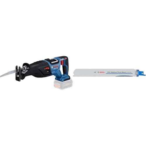 Bosch Professional 18V System BITURBO Cordless Reciprocating Saw GSA 18V-28 + 2X PRO Medium-Thick Metal S1137BEF Precise Reciprocating Saw Blade (Metal Pipes & Profiles, Non-Ferrous Metals, 225 mm) von Bosch Professional