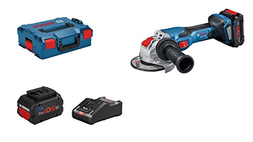 Bosch Professional 18V System BITURBO Winkelschleifer GWX 18V-15 C mit X-LOCK (Scheiben-Ø: 125mm, inkl. 2x Akku ProCORE18V 5.5Ah, Schnellladegerät GAL 1880 CV, Schutzhaube, Zusatzhandgriff, L-BOXX) von Bosch Professional