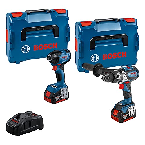 Bosch Professional 18V System Combo Kit: Schlagbohrschrauber GSB 18V-110 C + Drehschlagschrauber GDR 18V-210 C (inkl. 2x 5.0Ah Akku, Ladegerät GAL 1880 CV, L-BOXX) von Bosch Professional