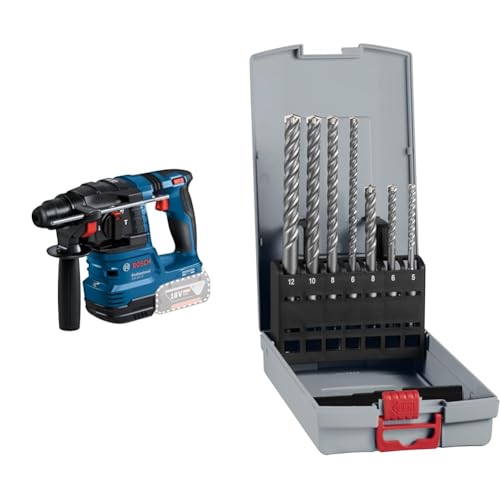 Bosch Professional 18V System Cordless Rotary Hammer GBH 18V-22 + 7X PRO SDS plus-5X Hammer Drill Bit Set (for Concrete, Lime and Sand Bricks, Ø 5-12 mm) von Bosch Professional