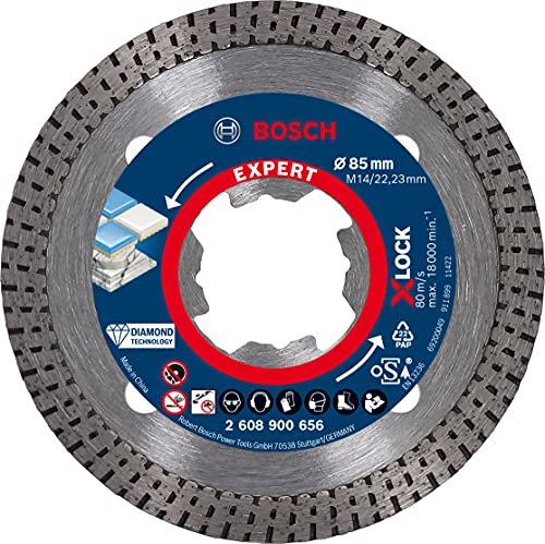 Bosch Professional 1x Expert HardCeramic X-LOCK Diamanttrennscheiben (für Harte Fliesen, Harter Stein, Ø 85 mm, Zubehör Kleiner Winkelschleifer) von Bosch Professional