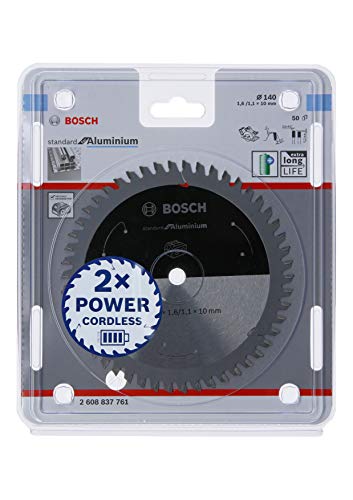 Bosch Professional 1x Kreissägeblatt Standard for Aluminium (Aluminium, Sägeblatt Ø 140 x 10 x 1,6 mm, 50 Zähne, Zubehör Akku Kreissäge) von Bosch Accessories