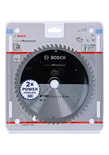 Bosch Professional 1x Kreissägeblatt Standard for Aluminium (Aluminium, Sägeblatt Ø 190 x 20 x 2 mm, 56 Zähne, Zubehör Akku Kreissäge) von Bosch Accessories