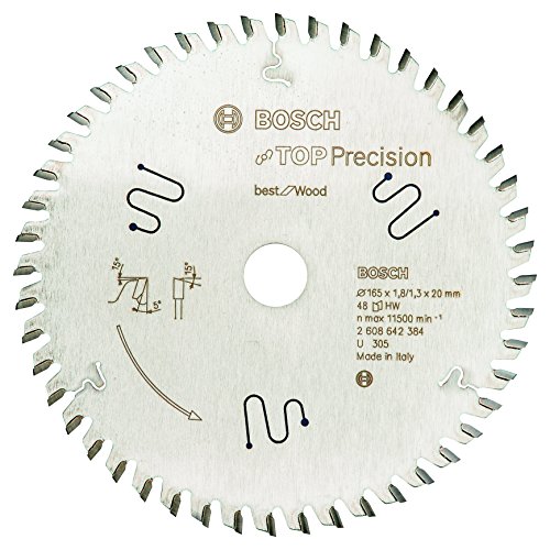 Bosch Professional 1x Kreissägeblatt Top Precision Best for Wood (Holz, Sägeblatt Ø 165 x 20 x 1,8 mm, 48 Zähne, Zubehör Kreissäge) von Bosch Professional